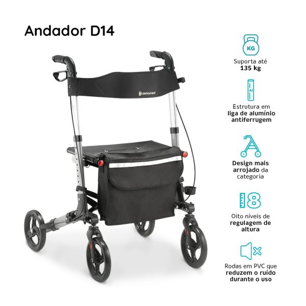 Andador de Alumínio Compacto 4 Rodas D14 - Image 3