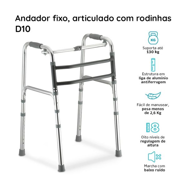 Andador de Alumínio Fixo Móvel e Articulado 3 em 1 - Image 2