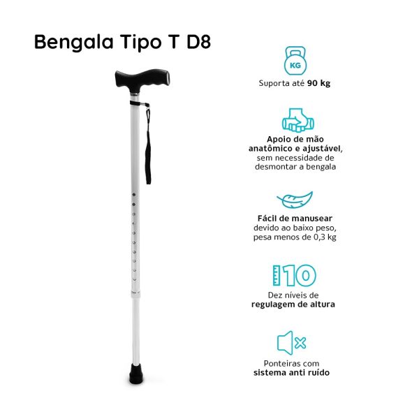 Bengala T Bastão com Altura Regulável D8 - Image 2